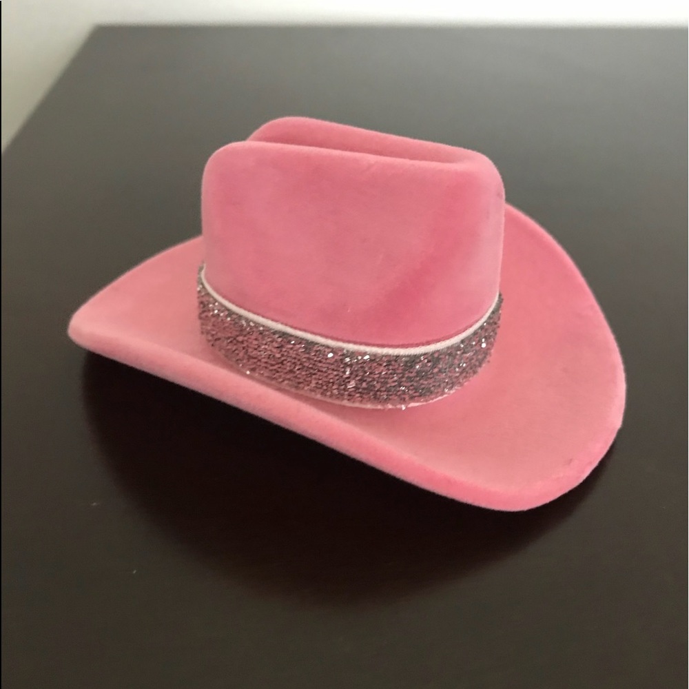 Pink and silver cowboy hat jewelry gift box